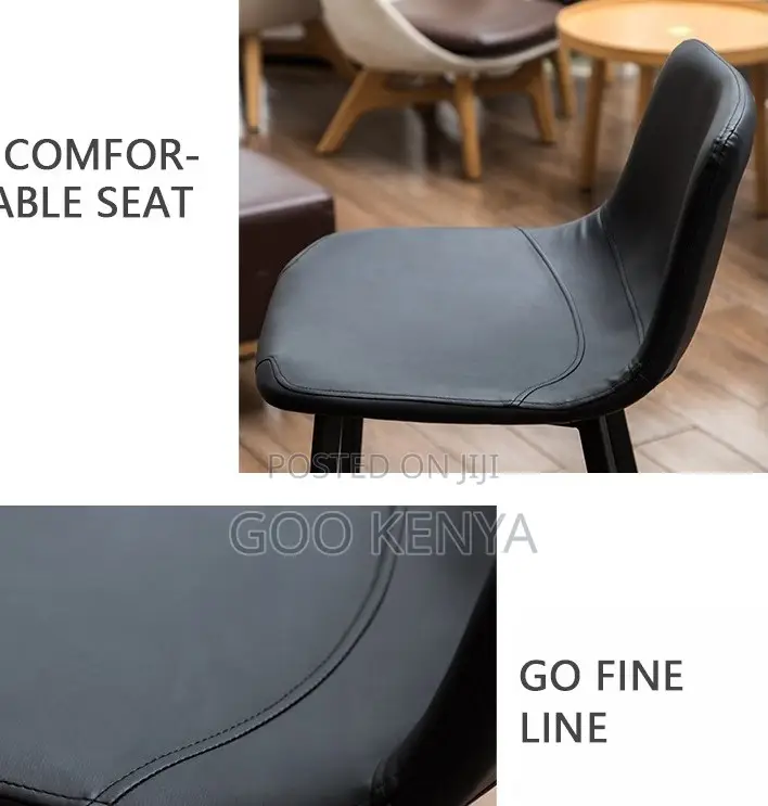Home Stool; Modern Metal Frame Bar Stool With Leather Seat High Chair