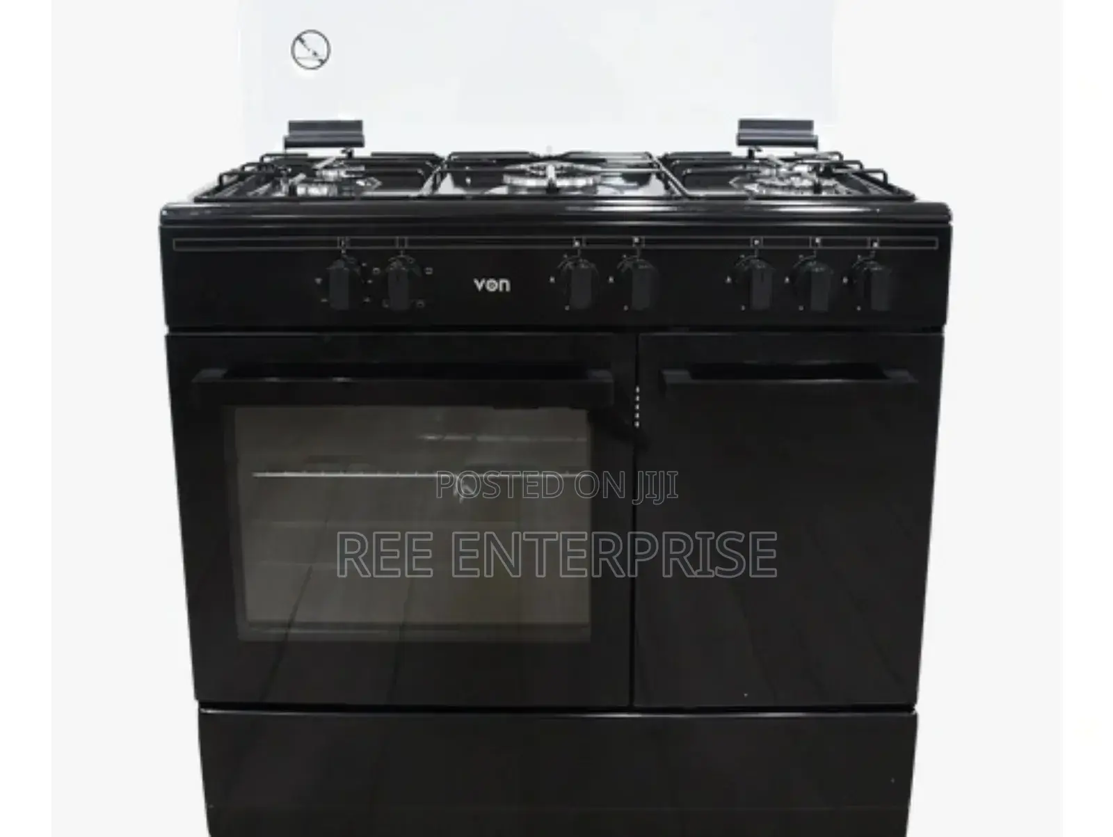 60*90 Von Cooker 5 Gas Burners, Enamel Pan Support With Electric Oven