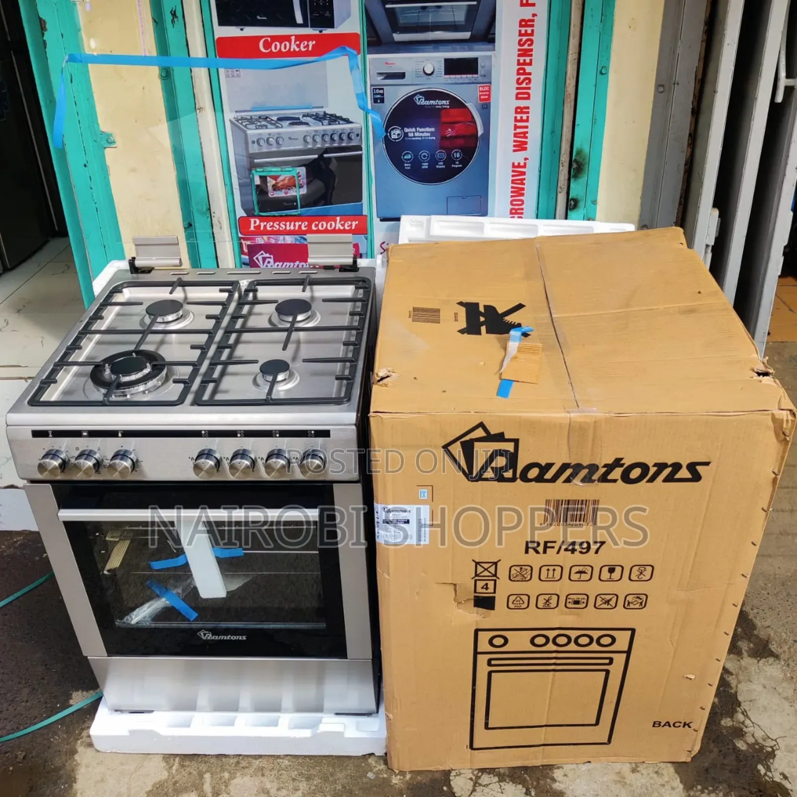 *Ramtons Standing Cooker 60cmx60cm 4gas (1 Wok) Electric Oven Rf497 *