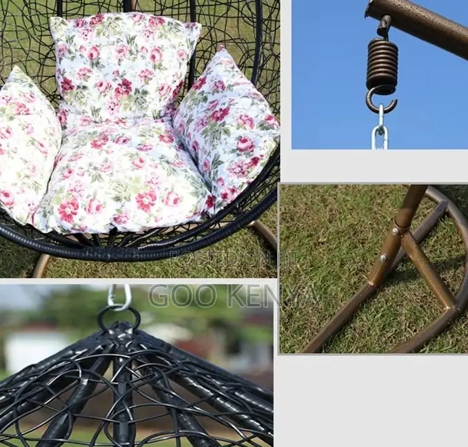 Home Chairs; Balcony Patio Rattan Hanging Egg Swing Seat Steel Stand