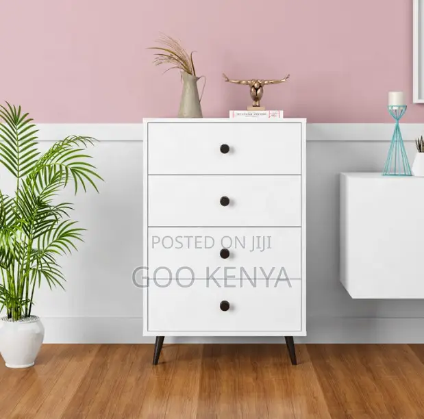 Home Cabinet; Bedroom Dresser With 4 Chests White Wood Storage Cabinet