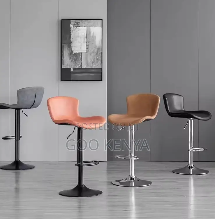 Home Bar Stool; Adjustable Height Metal Bar Stool -Modern Back Design