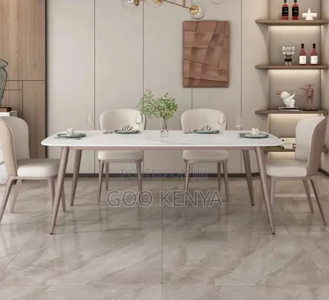 Home Dining Set; Dinner Table Set of Four With Leather Seats
