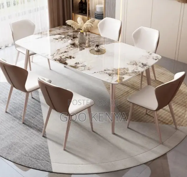 Home Dining Set; Dinner Table Set of Four With Leather Seats
