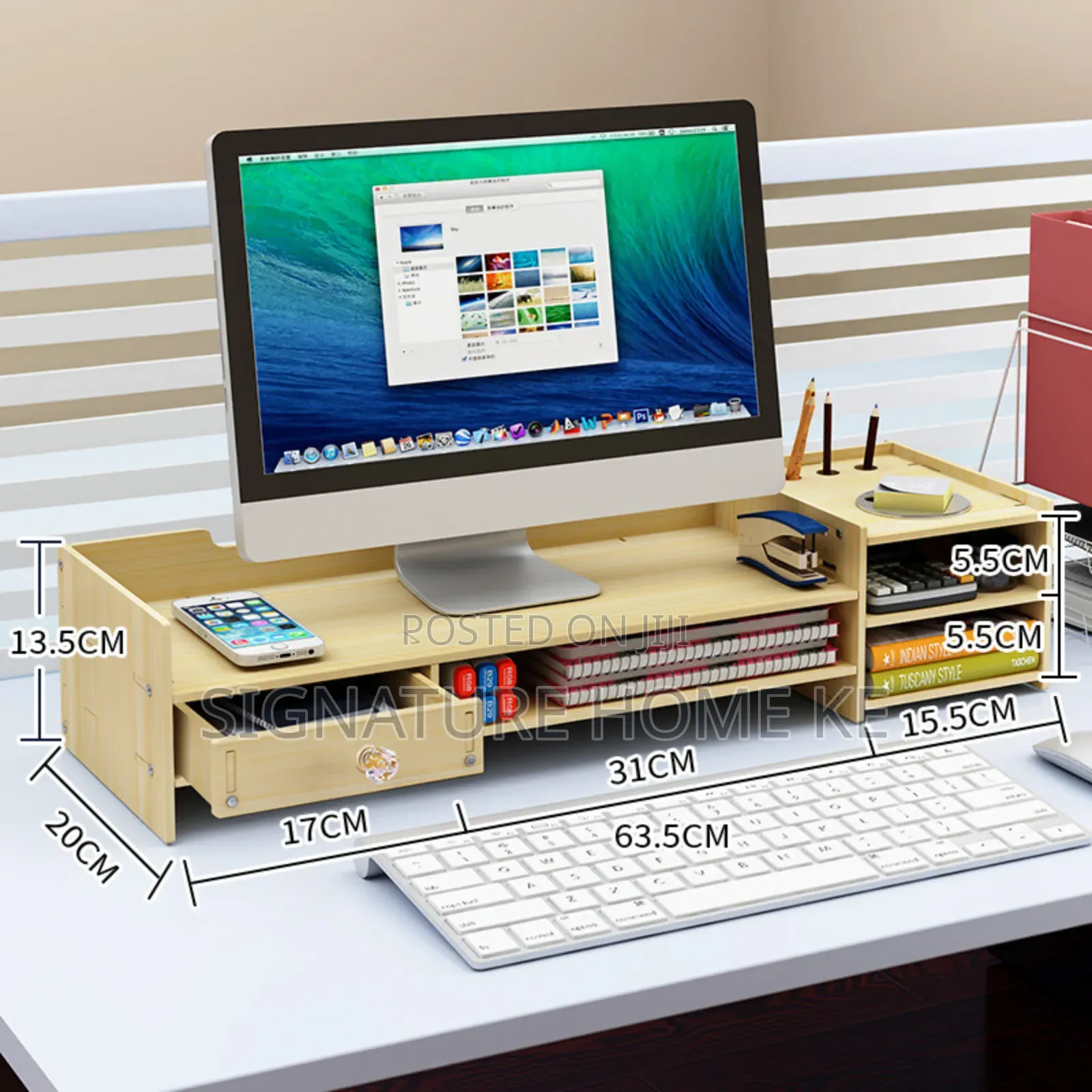 Desktop Computer Bamboo Monitor Stand