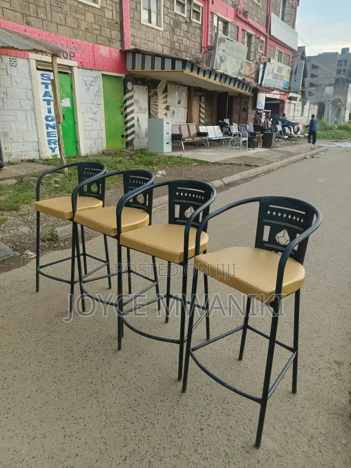 High Bar Black and Gold Powder Coated Chairs 