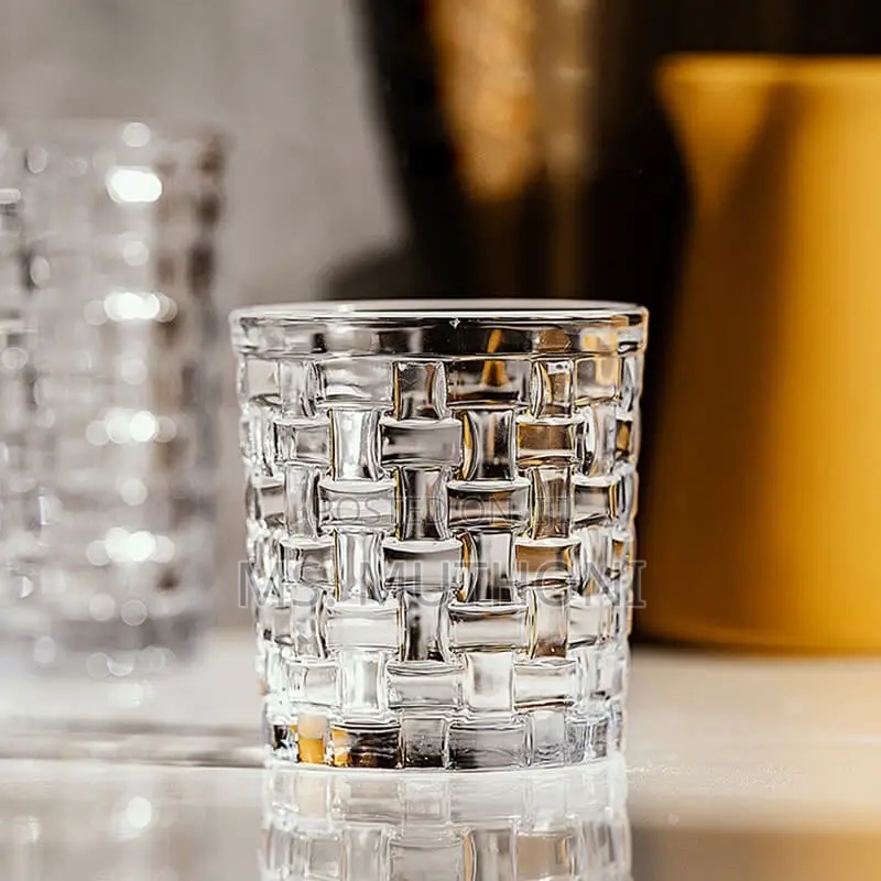 6pc Bamboo / Woven Pattern Whiskey Glass*