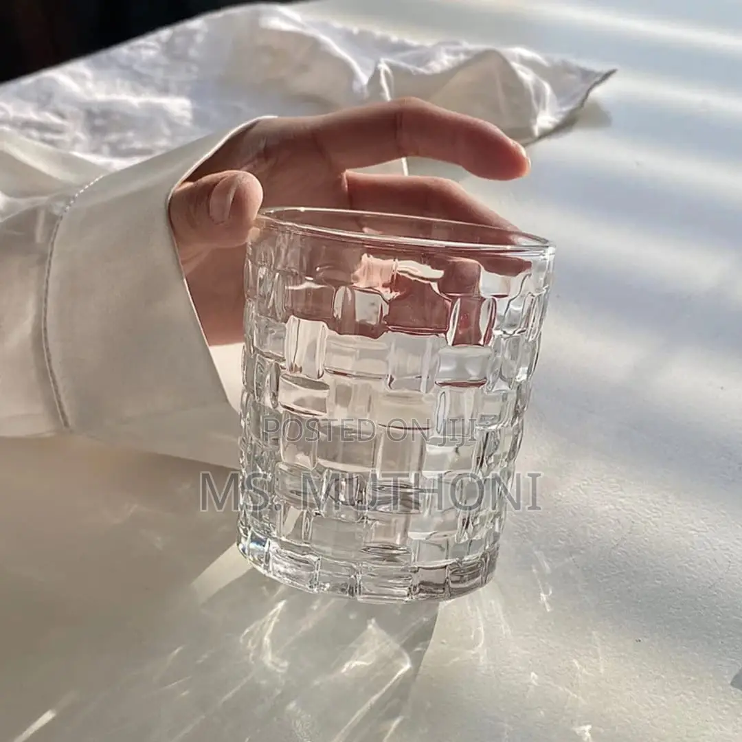6pc Bamboo / Woven Pattern Whiskey Glass*