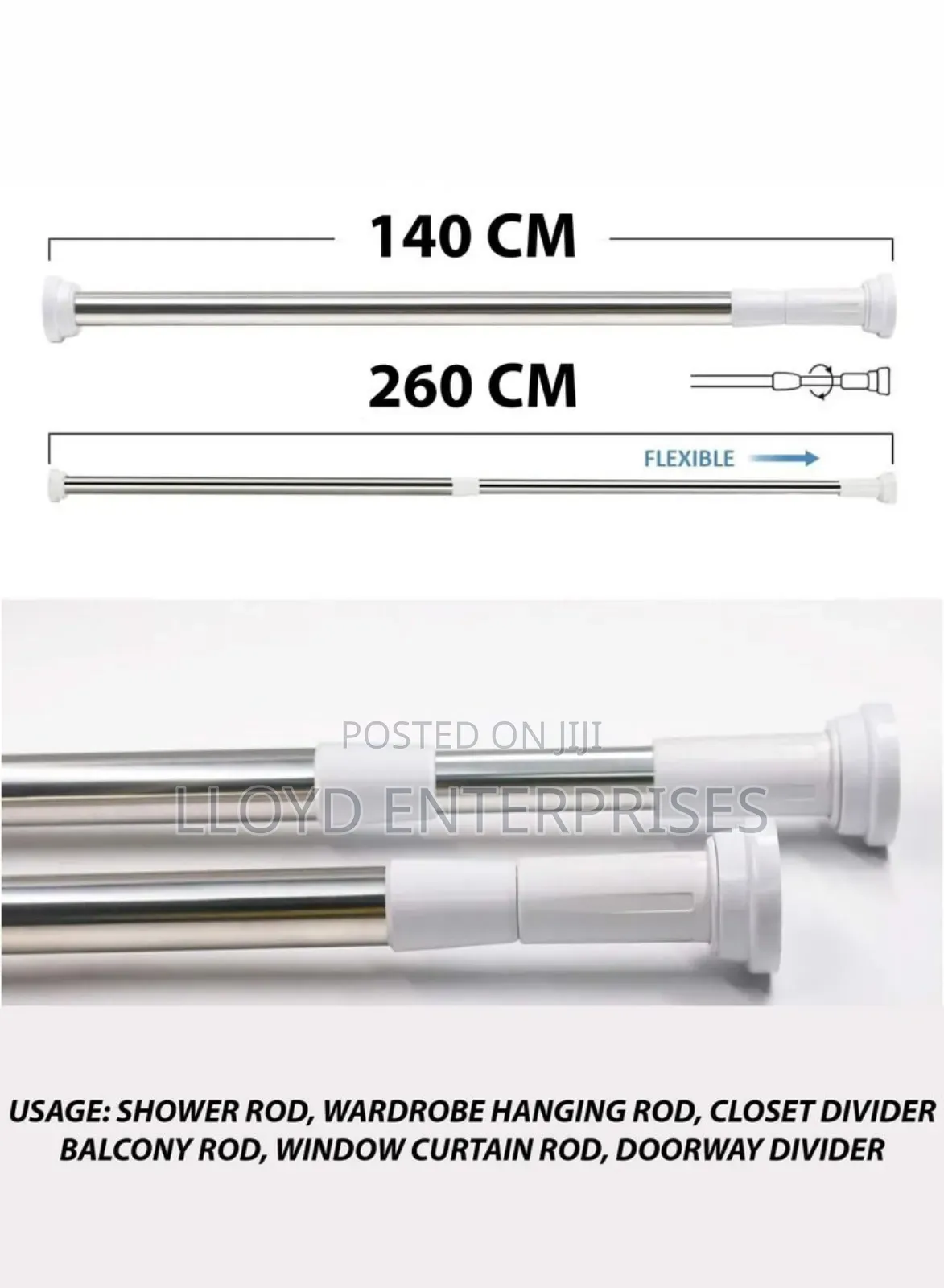 140 to 260cm Extendable Telescopic Rod