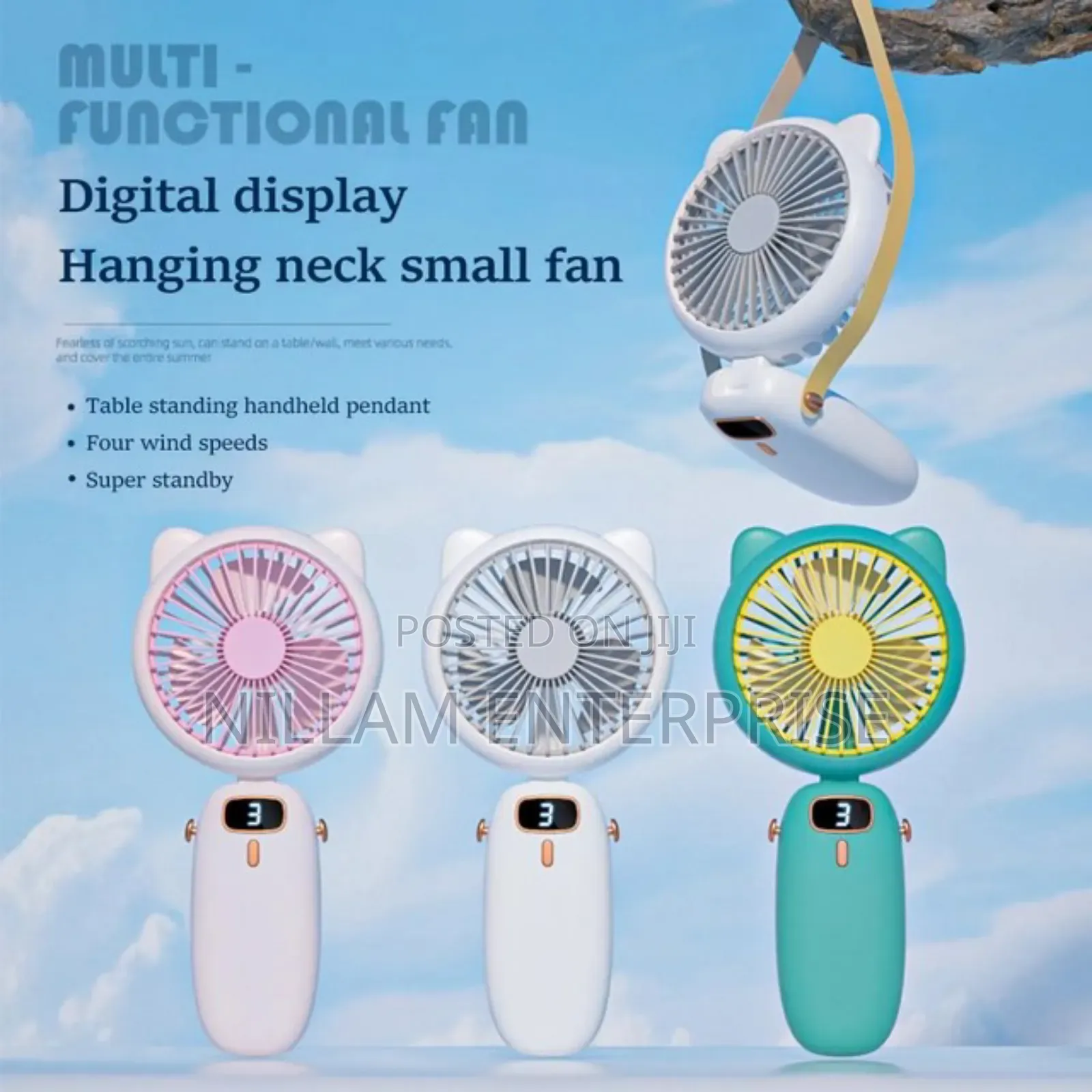 *Mini Folding Electric Fan With Strap