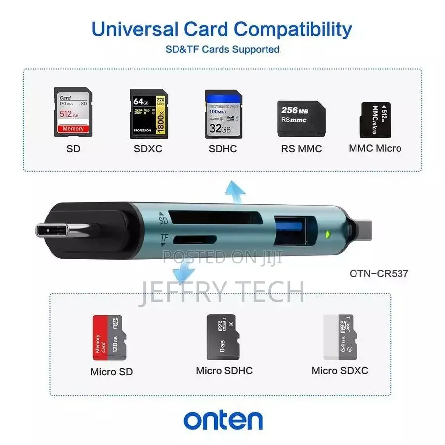 Onten Otn-Cr537 Usb Type-C Sd/Tf Card Reader With Usb 2.0