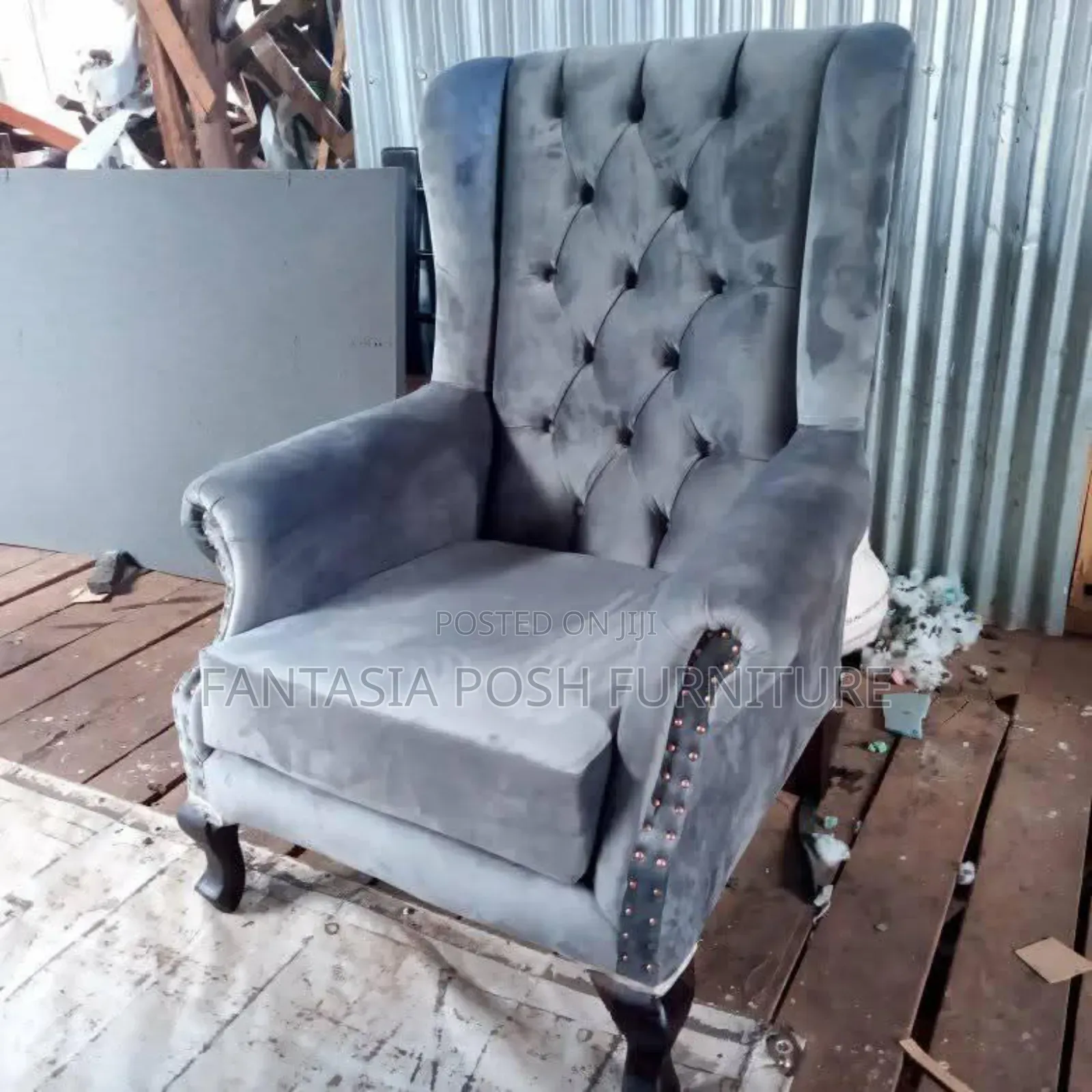 Grey Wingback Chair