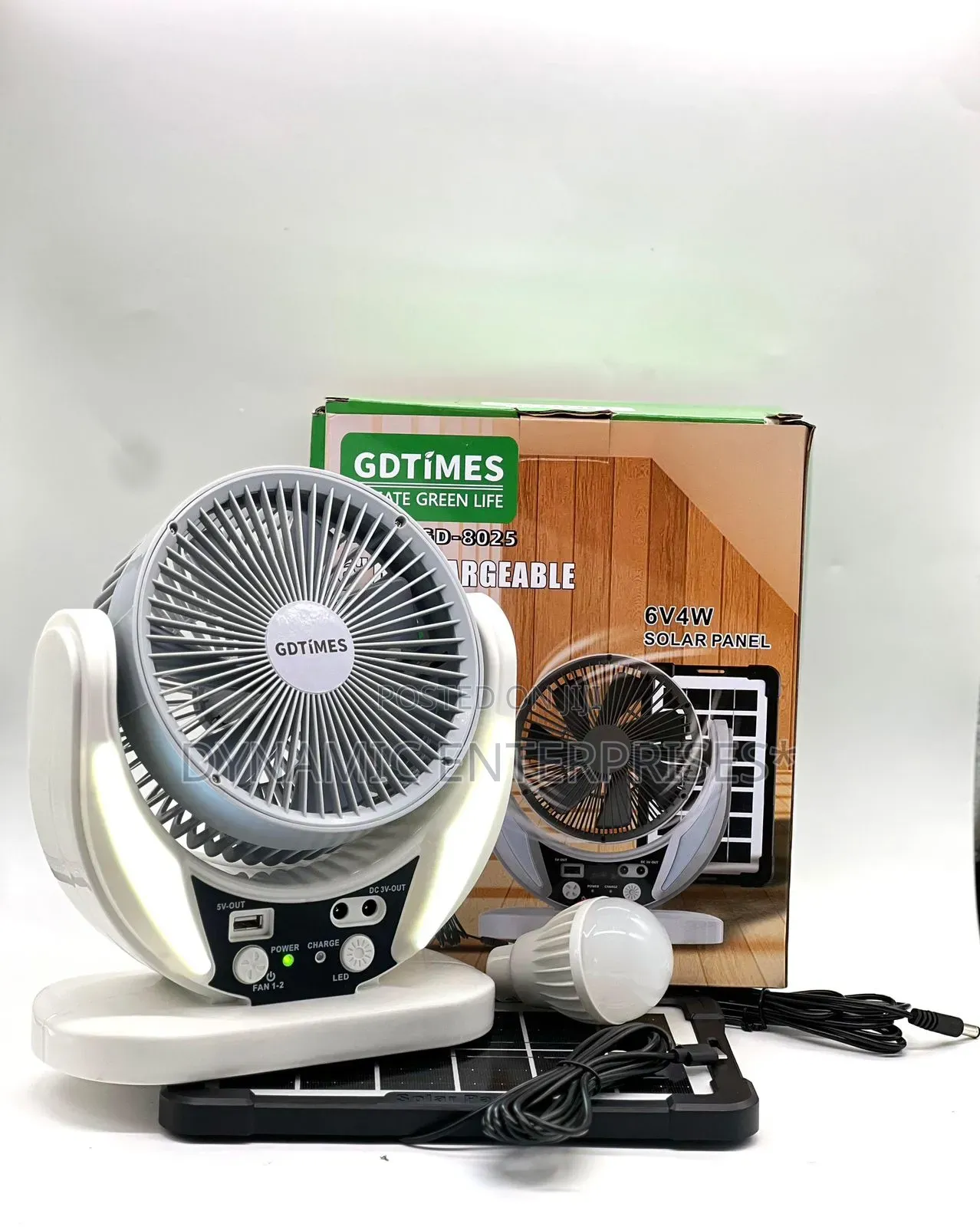 Gdtimes 6-Inch Rechargeable Box Fan