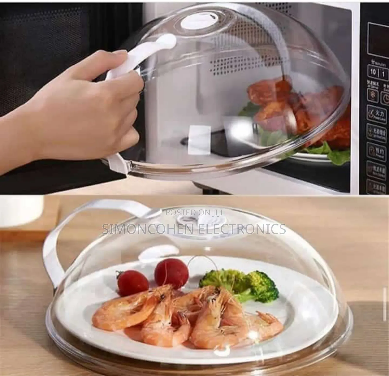 Heavy Microwave Food Cover With White Handle