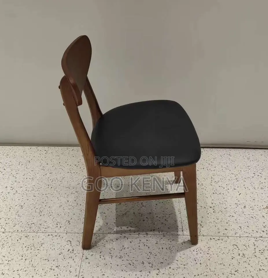 Home Chair; Vintage Wooden Dining Room Chair With Leather Cushion