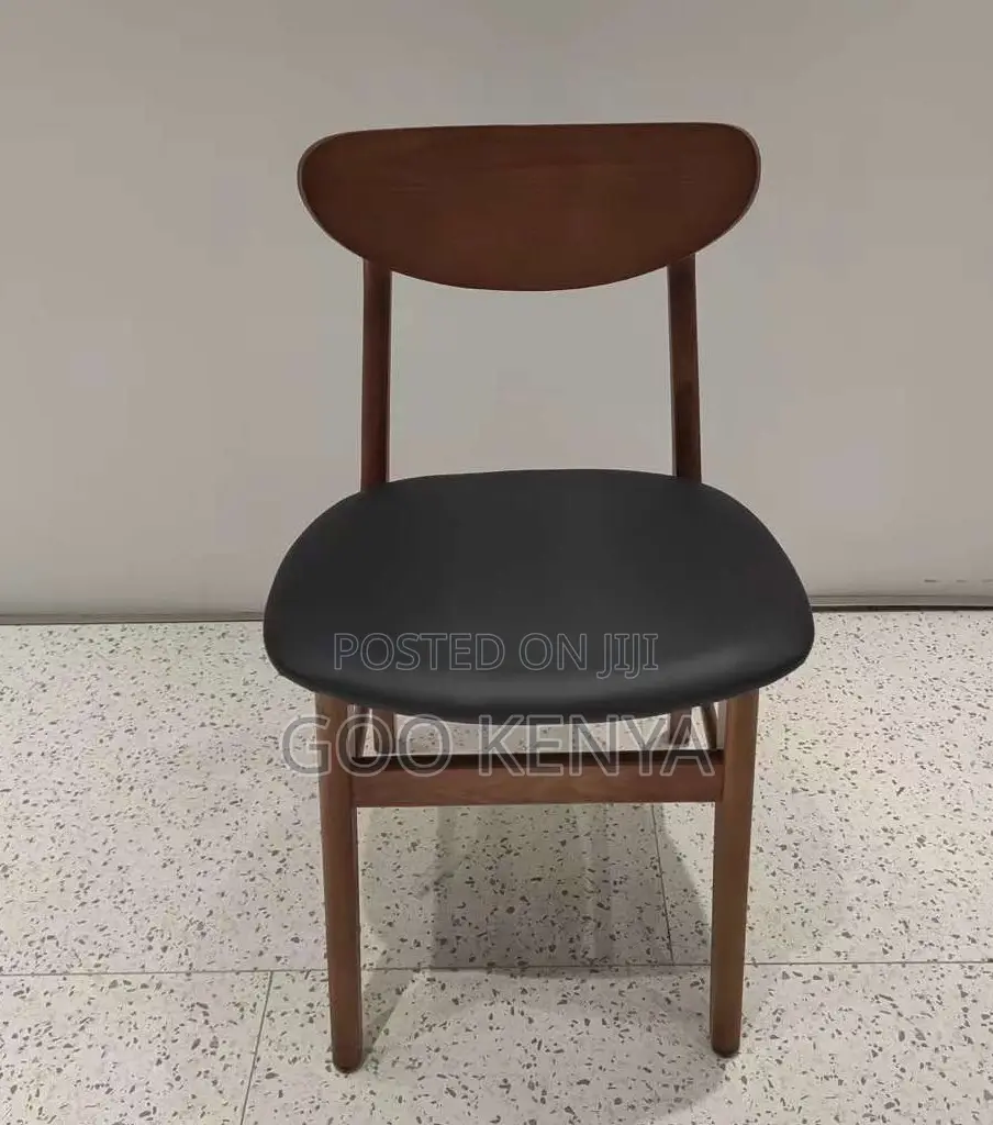 Home Chair; Vintage Wooden Dining Room Chair With Leather Cushion