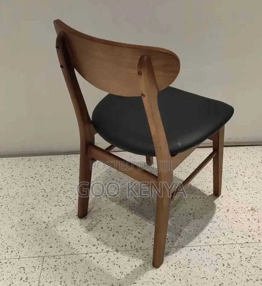 Home Chair; Vintage Wooden Dining Room Chair With Leather Cushion