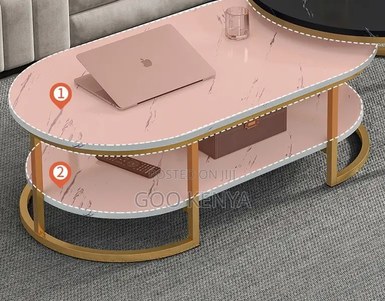 Home Table; Table Set With Marble Top and Metal Frame for Living Room