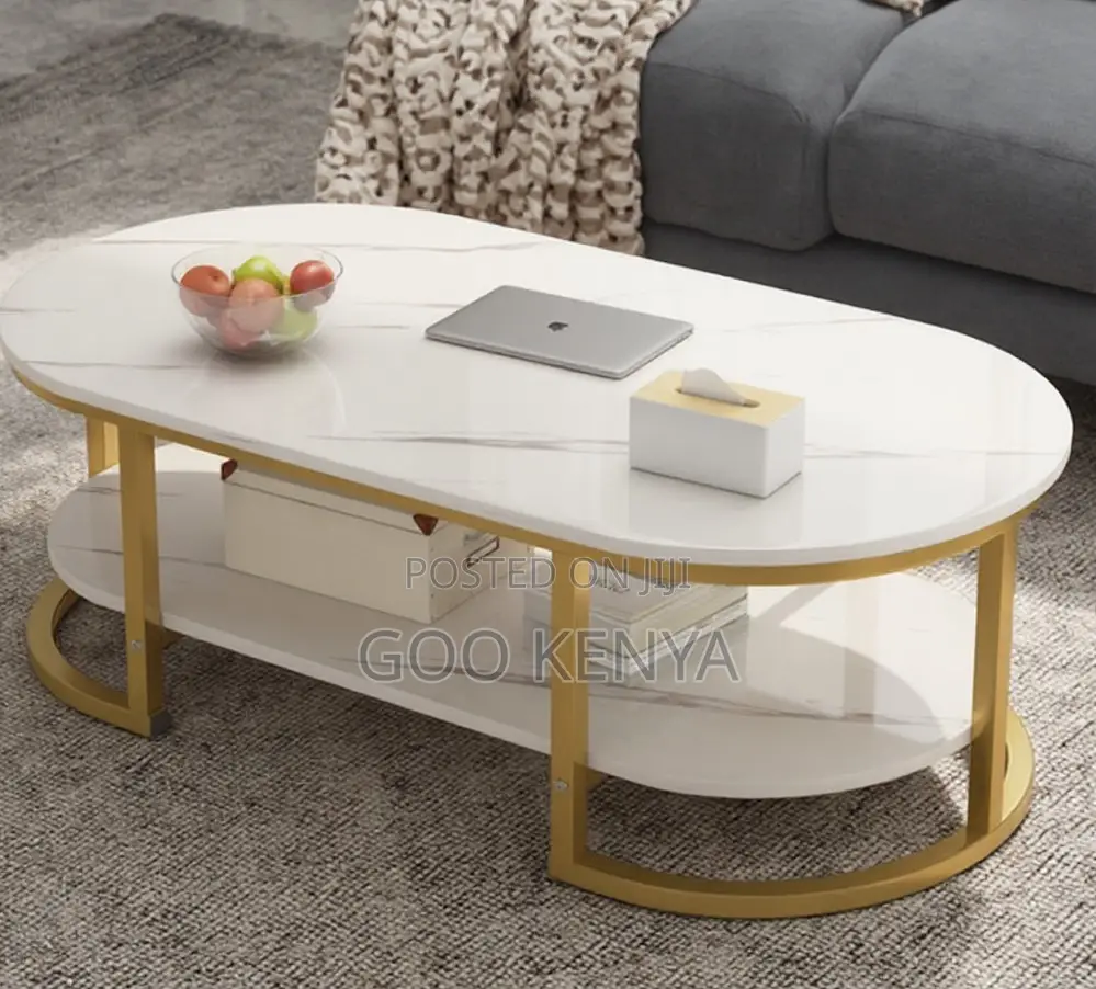 Home Table; Table Set With Marble Top and Metal Frame for Living Room