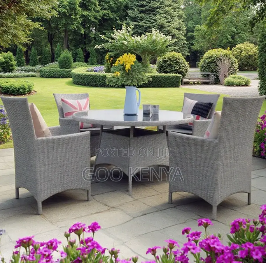 Home Dining Set; Outdoor Rattan Wicker Patio Dining Set of Four
