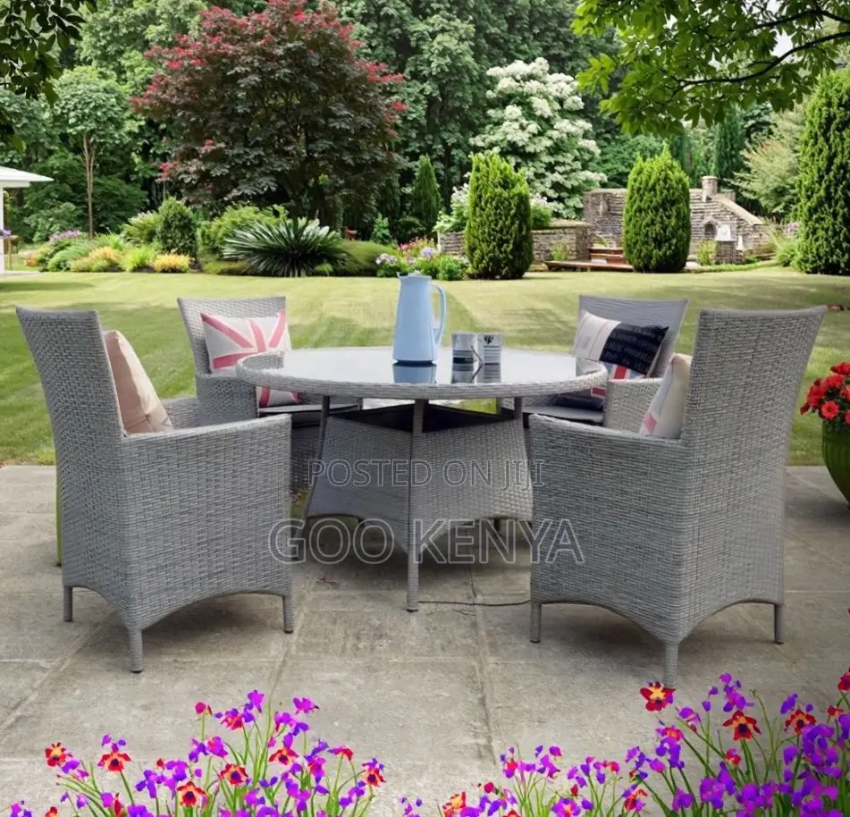 Home Dining Set; Outdoor Rattan Wicker Patio Dining Set of Four
