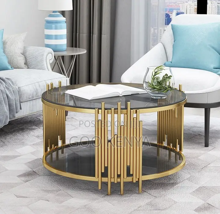 Home Table; Modern Round Tea Table for Living Room With a Glass Top