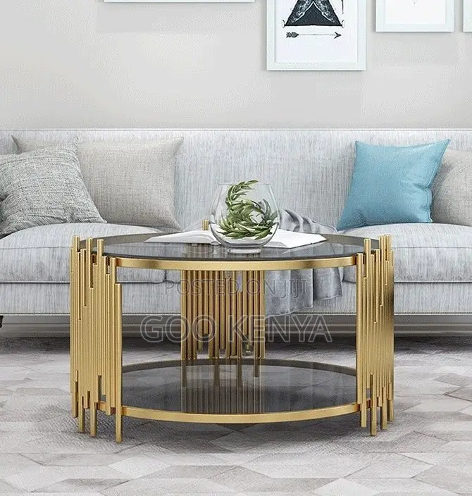 Home Table; Modern Round Tea Table for Living Room With a Glass Top