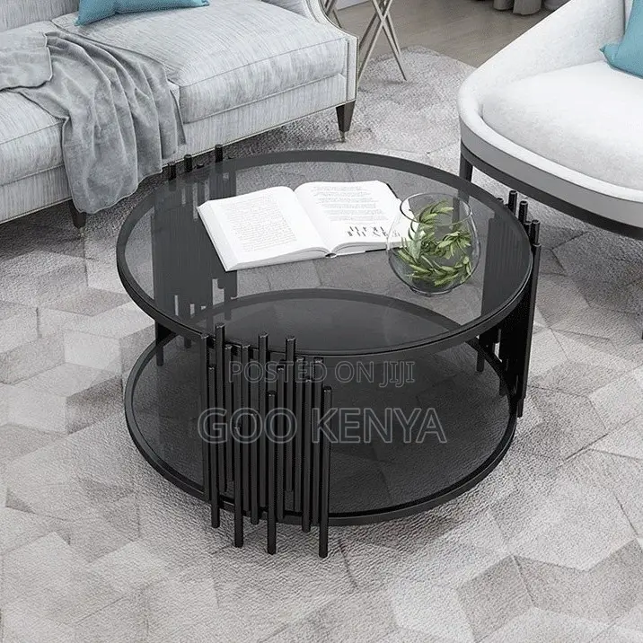 Home Table; Modern Round Tea Table for Living Room With a Glass Top