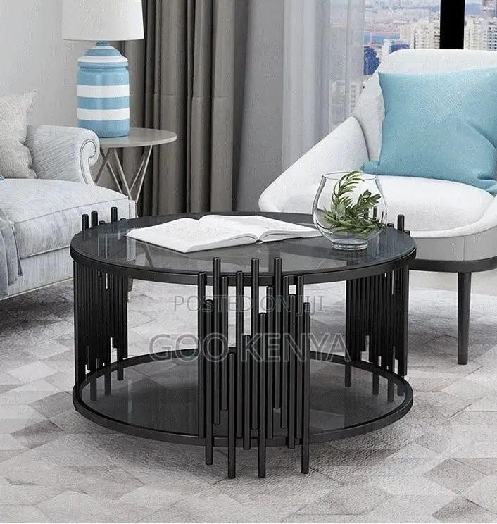 Home Table; Modern Round Tea Table for Living Room With a Glass Top