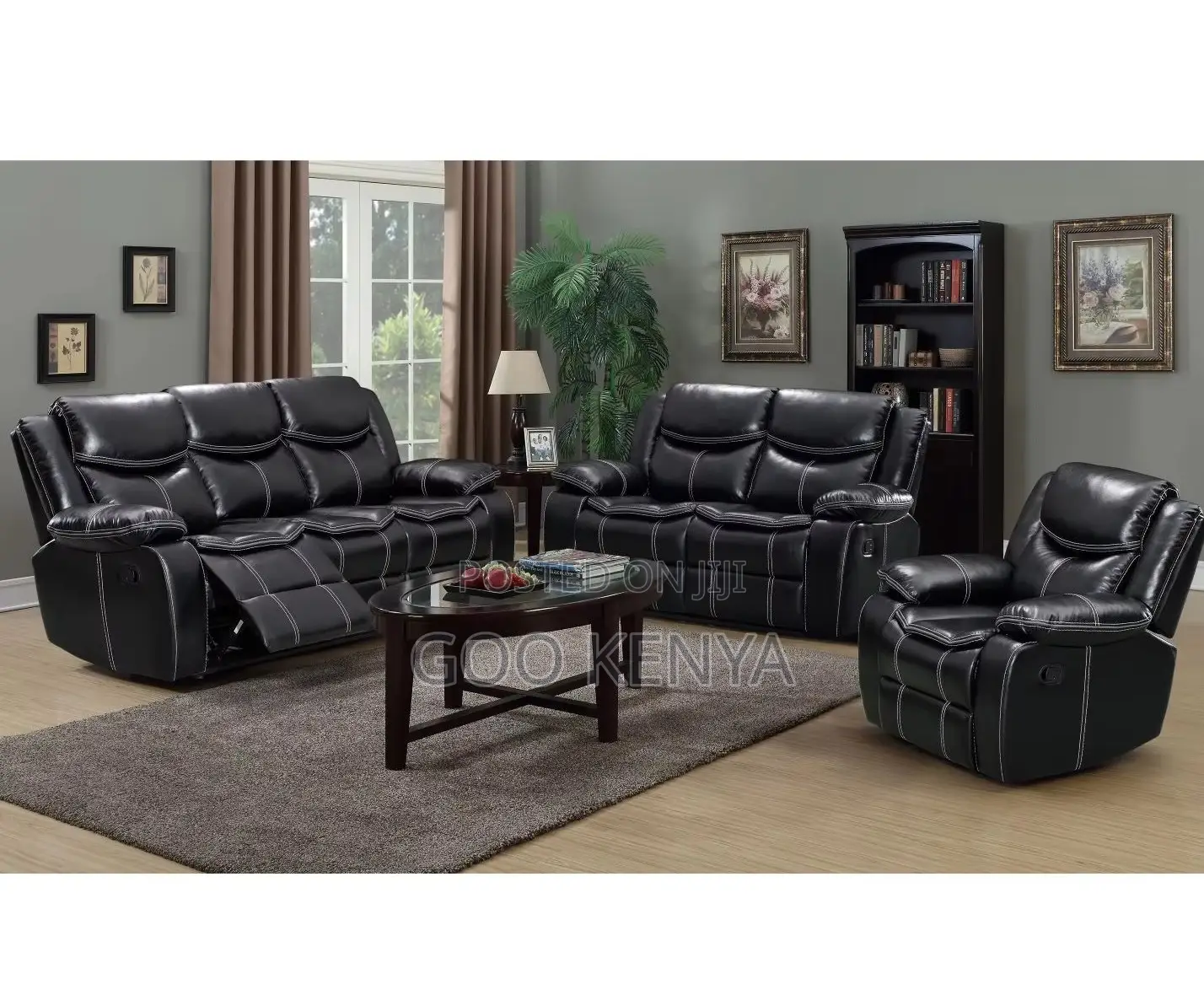 Home Sofa; Fancy Leather Design Living Room Sofa Set Recliner 5-Seater
