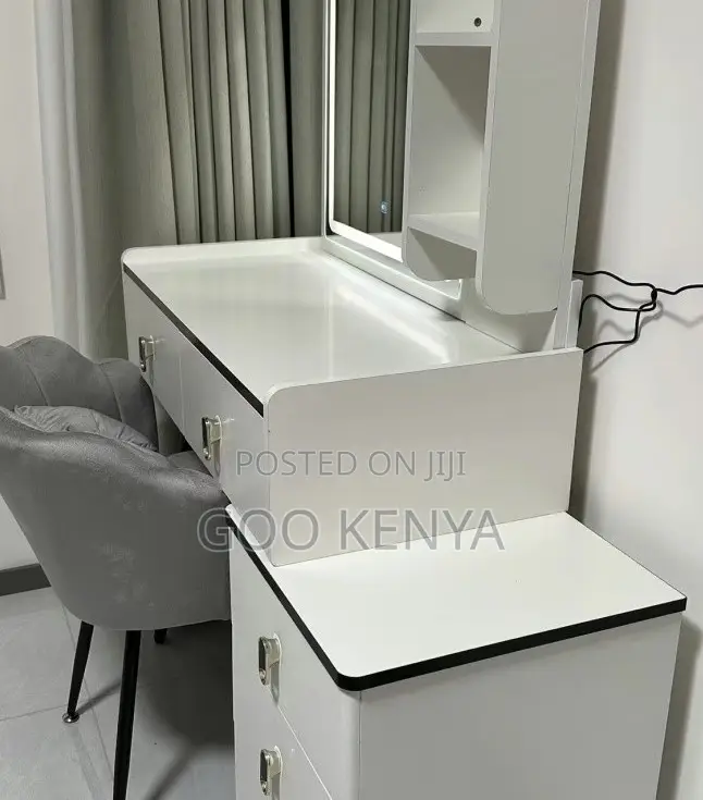 Home Vanity Set; Modern Bedroomcabinet With Led Mirror and Wood Design