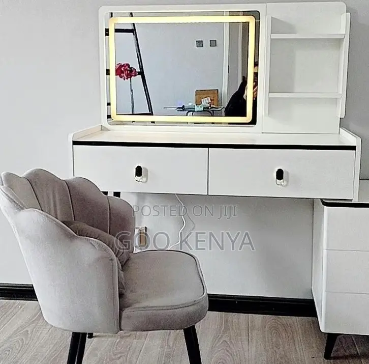 Home Vanity Set; Modern Bedroomcabinet With Led Mirror and Wood Design
