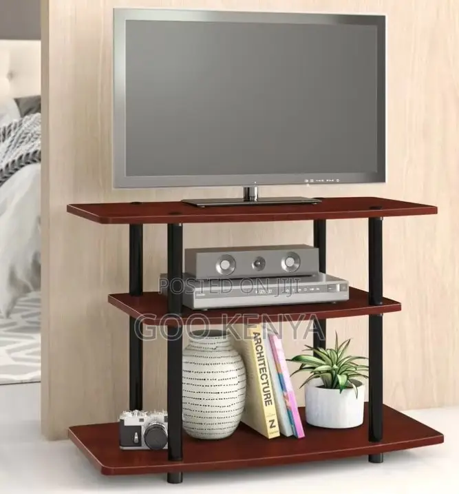 Home Tv Stand; Wooden Tv Standwith 3-Tier Shelving for Living Room
