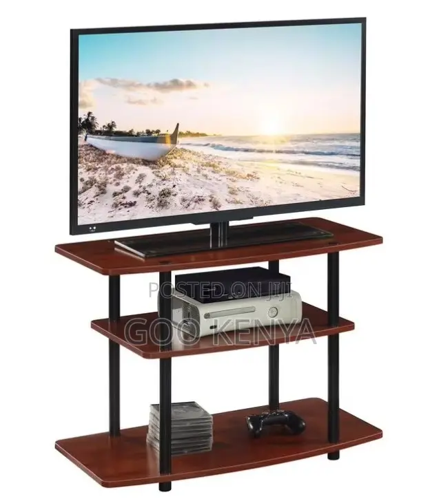 Home Tv Stand; Wooden Tv Standwith 3-Tier Shelving for Living Room