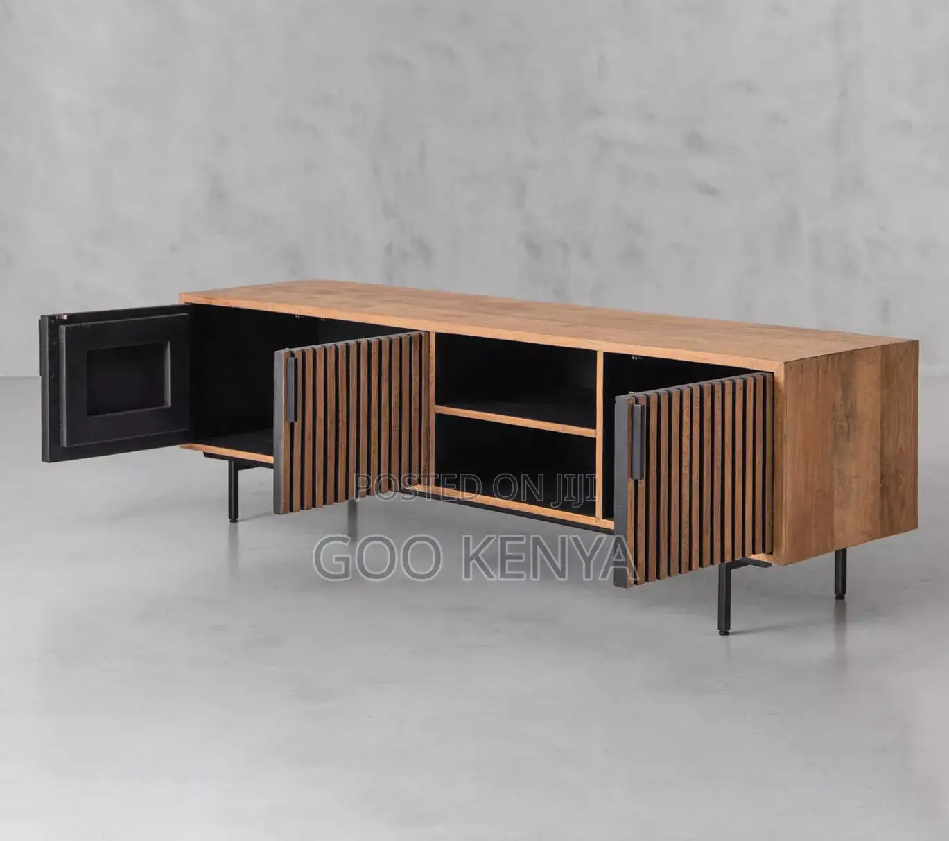 Home Cabinet; Wooden Floor Tv Cabinet With Open and Closed Storage