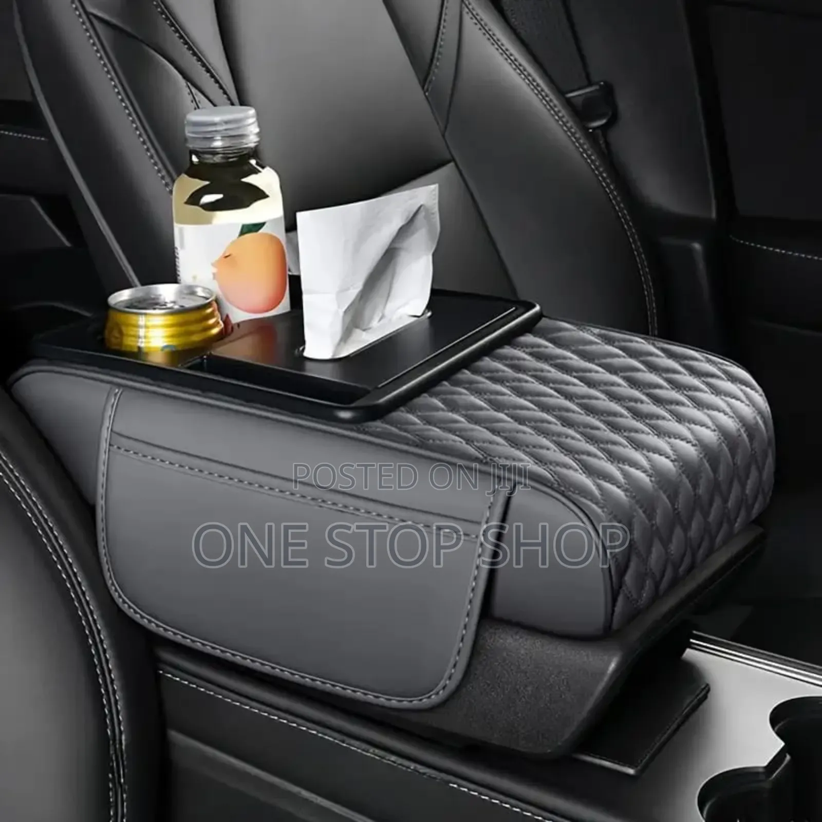 Leather Booster Armrest Center Console Cover With Cup/Saviette/Phone