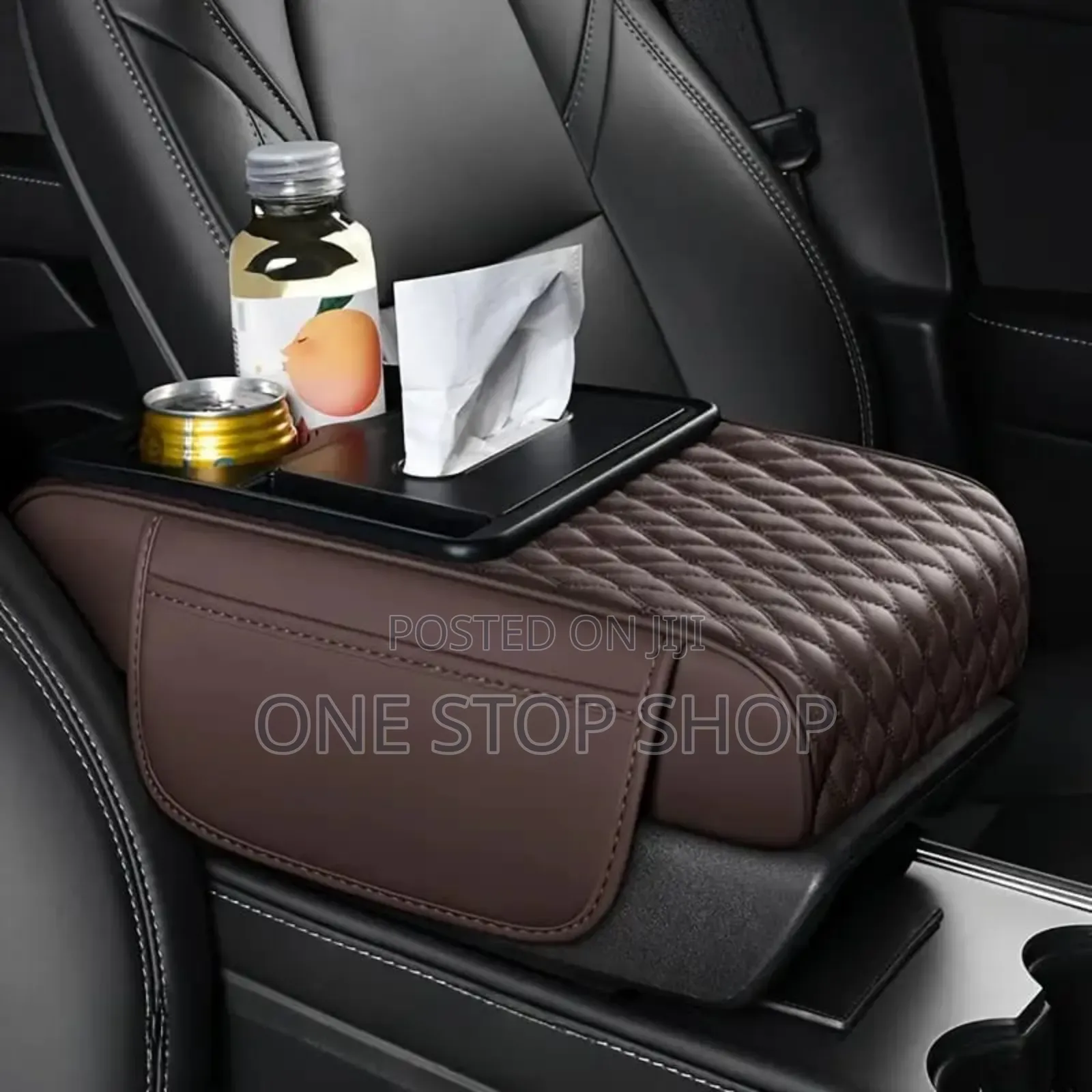 Leather Booster Armrest Center Console Cover With Cup/Saviette/Phone
