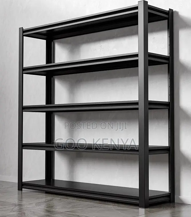 Home Shelf; 5-Shelf Black Metal Steel Rack for Organizing Supplies