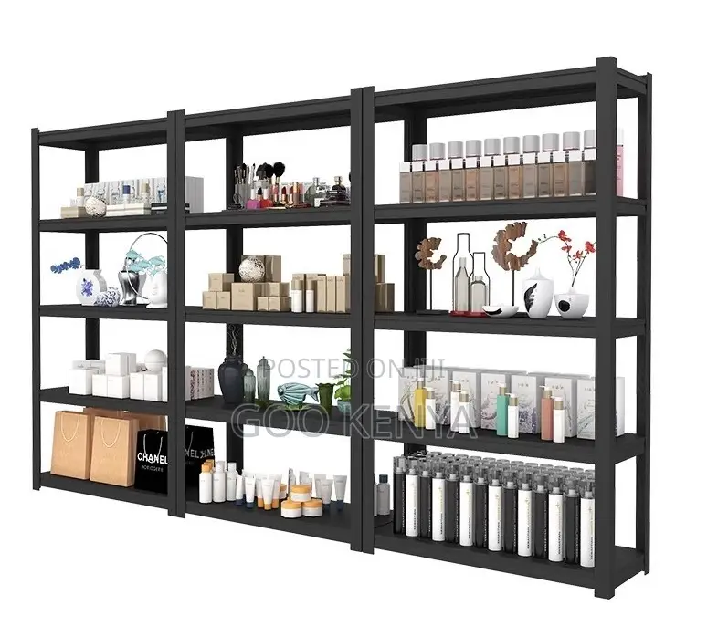 Home Shelf; 5-Shelf Black Metal Steel Rack for Organizing Supplies