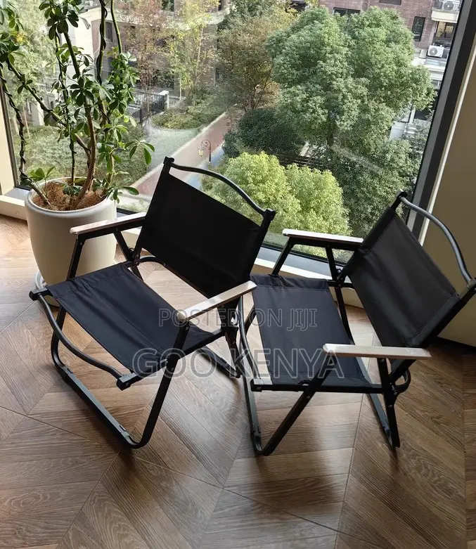 Home Chair; Portable Camping Chair-Easy-Carry Foldable Wood Base Seat