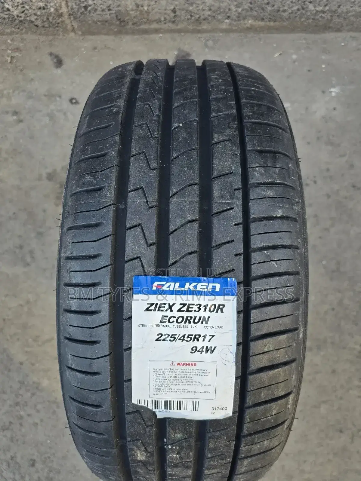 225 /45 R17 Falken Tyres (Ziex) Thailand.