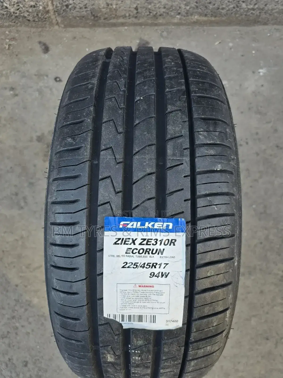 225 /45 R17 Falken Tyres (Ziex) Thailand.