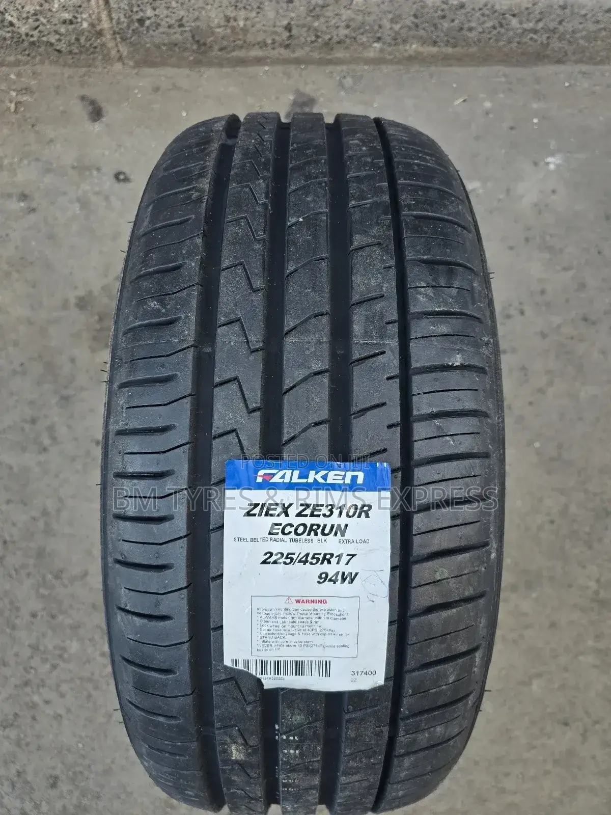 225 /45 R17 Falken Tyres (Ziex) Thailand.