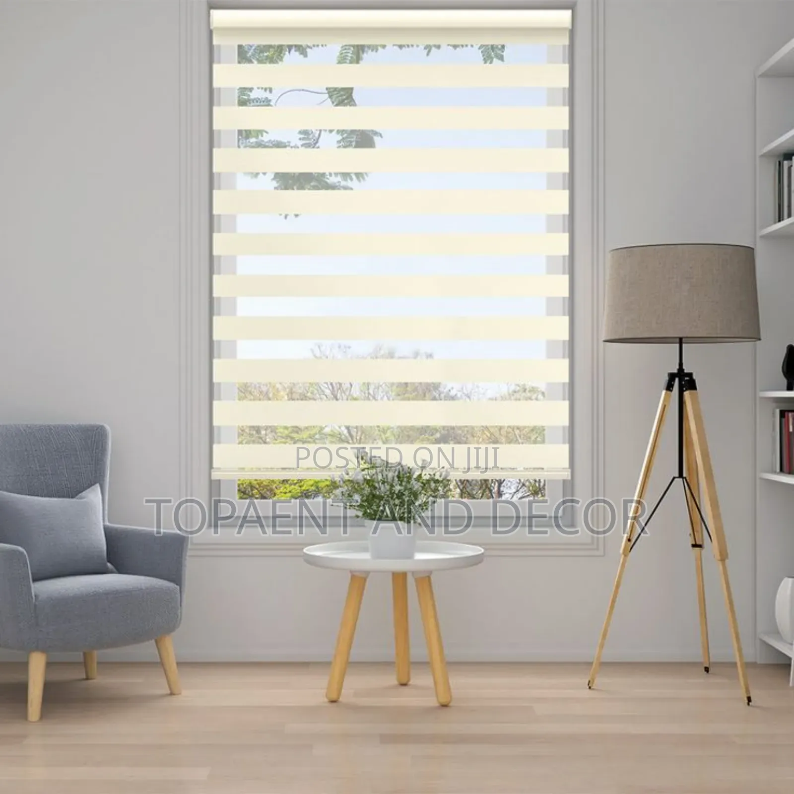 Cream Horizontal Window Blinds for a Medium Sized Window
