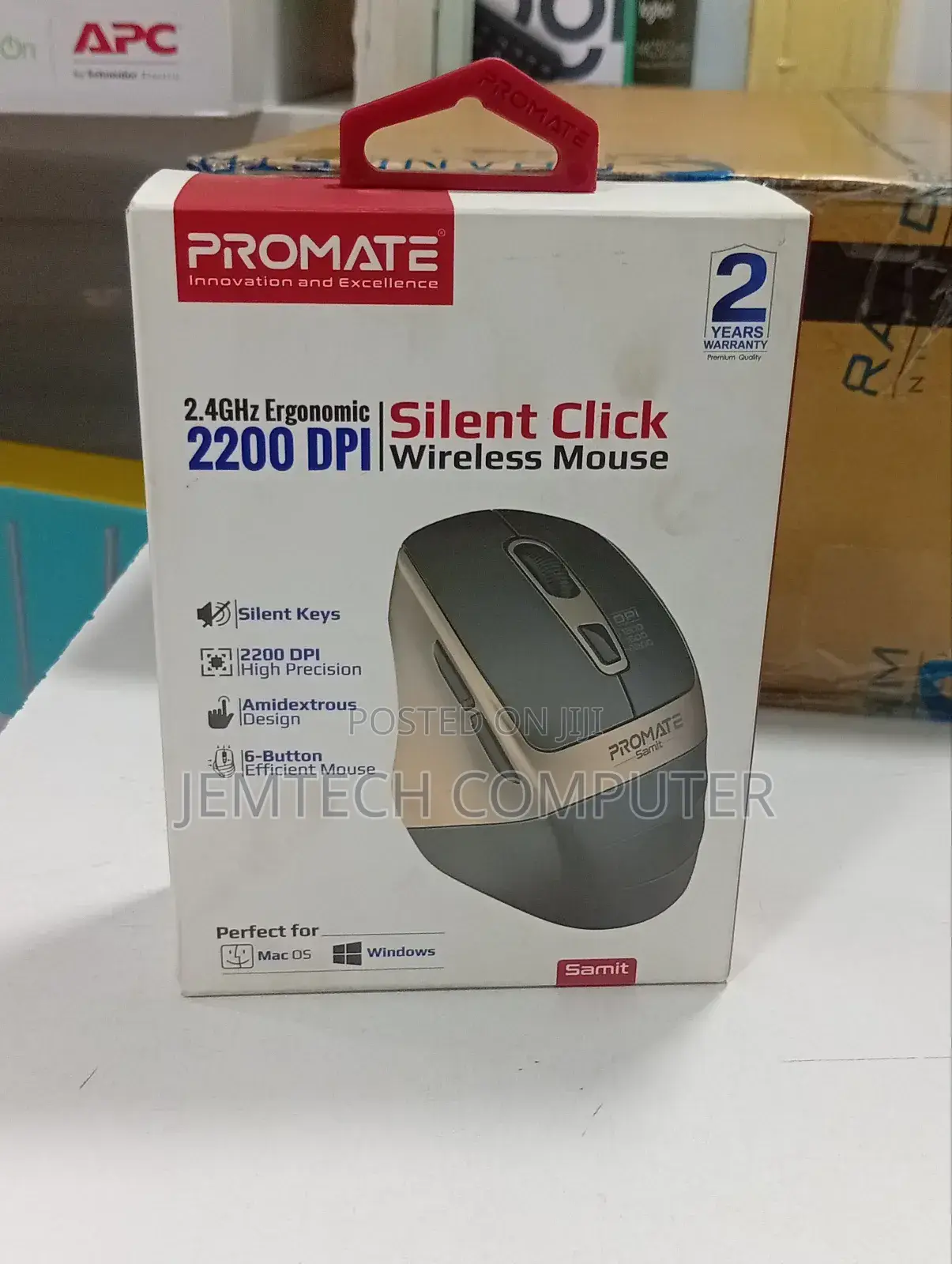 Promate 2.4ghz Ergonomic 2200 Dpi Silent Click Wireless Mouse