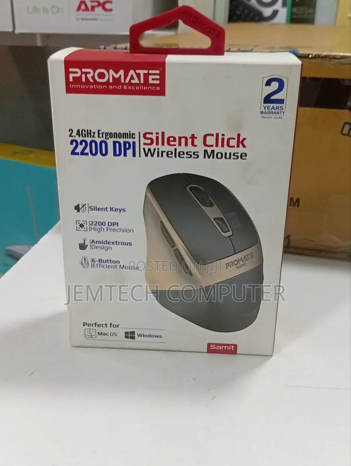 Promate 2.4ghz Ergonomic 2200 Dpi Silent Click Wireless Mouse