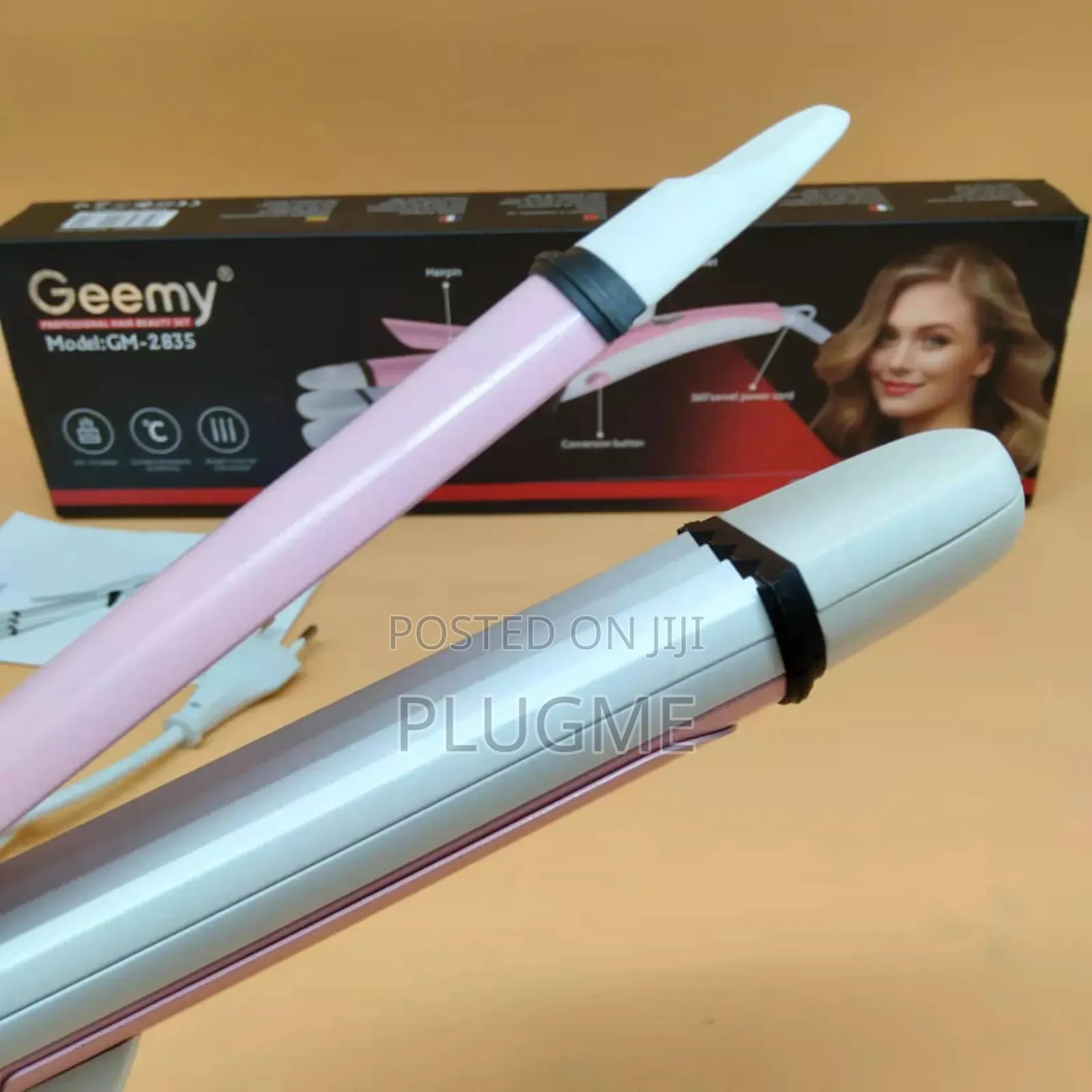 Geemy 4in1 Flatiron Proffesional Hair Beauty Set- Straigh, Curl, Wave