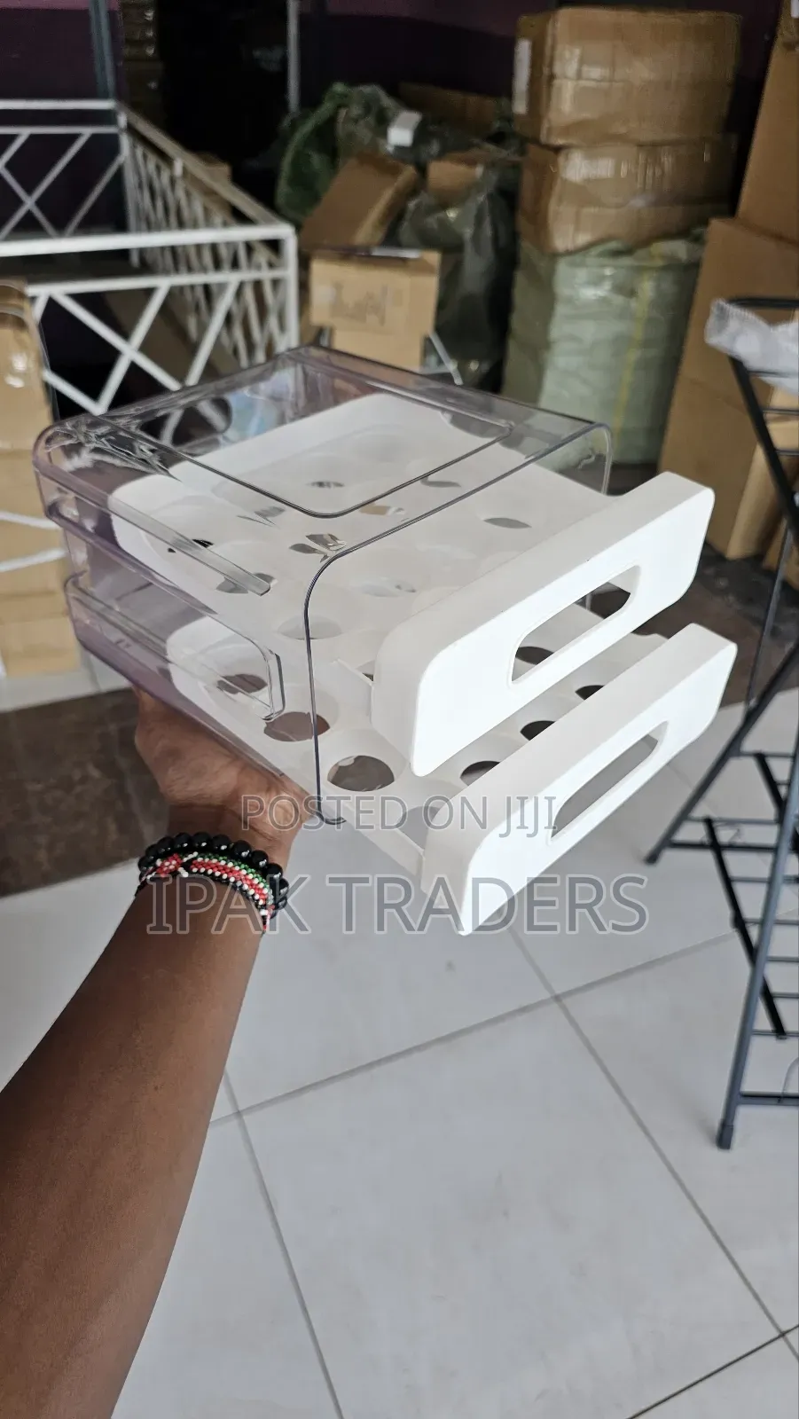.Acrylic Double Layered Egg Storage Box/Egg Tray Stackable