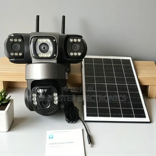 12mp V380 Pro 4g Solar Security Camera With Triple Lens Audio Alarm