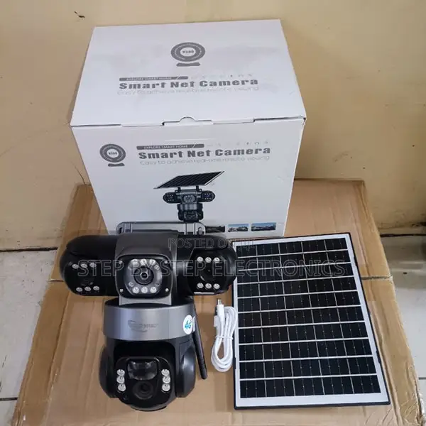 V380 Pro 12mp Solar PTZ Camera With Three Lenses Quick Wake Motion